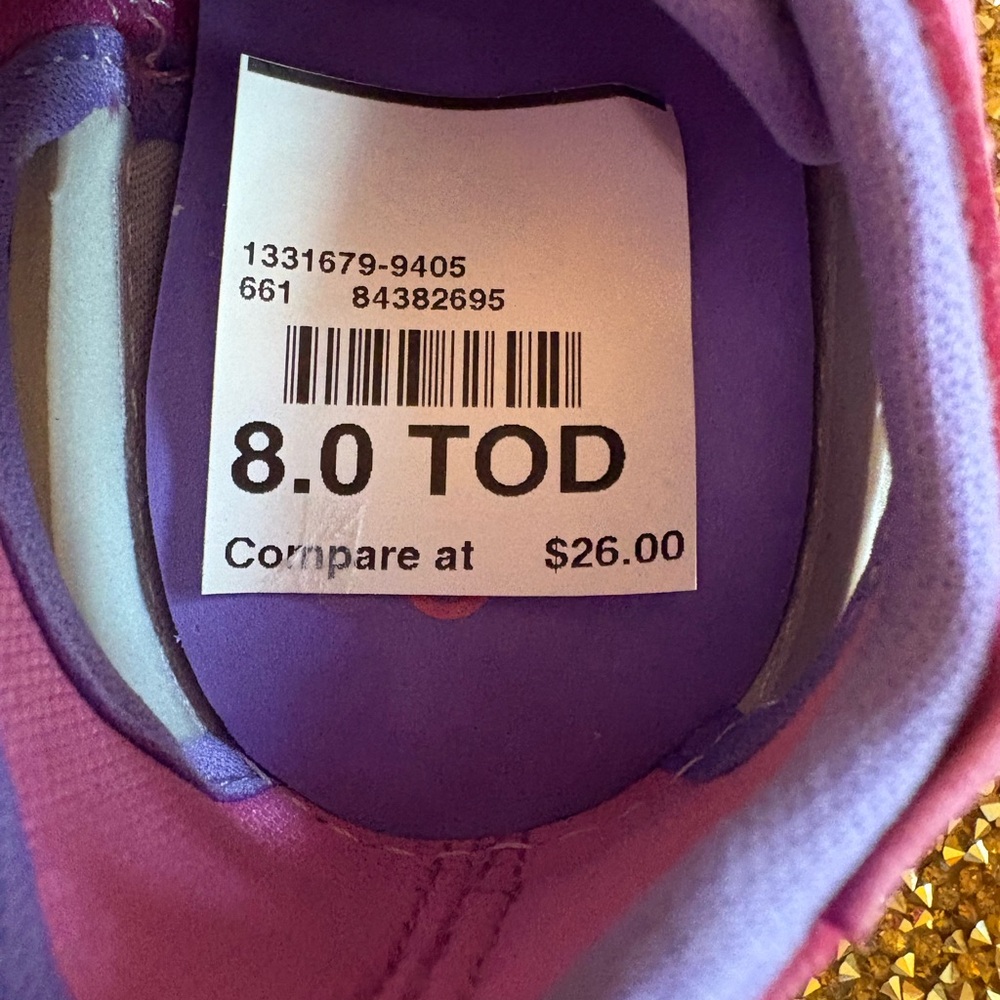 OshKosh B'gosh NWT Pink and Purple Kids Sneakers. Size 8 TOD. Machine Washable - Picture 3 of 7